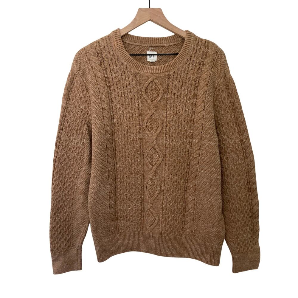 Gap Cottage Cozy Fall Indie Gritty Boho Cable Knit Oversize Brown Sweater Medium